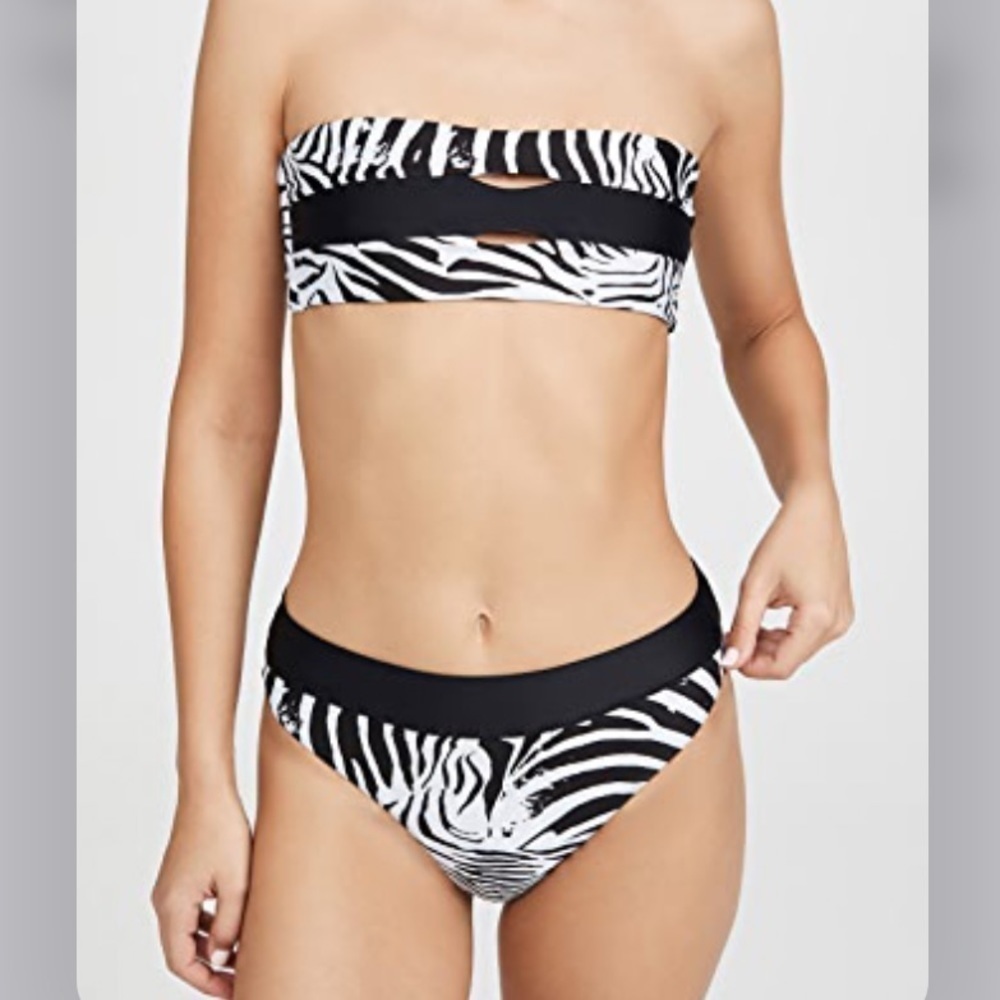 NWT PILYQ PQ Zebra Bandeau Top & High Waist Bottom Large